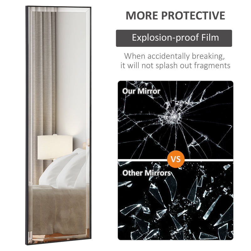 HOMCOM Full Length Mirror Dressing Mirror Wall-Mounted for Bedroom Black