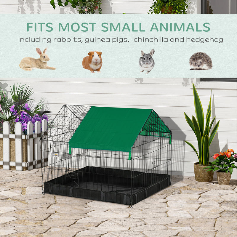 PawHut Rabbit Cage Guinea Pig Small Animal Playpen Water Proof Roof 90x75x75 cm