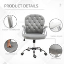 Vinsetto Office Chair Velour Diamond Tufted Padded Ergonomic 360° Swivel Grey