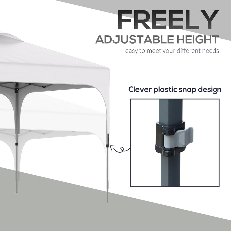 Outsunny Pop Up Gazebo Foldable w/ Wheeled Carry Bag & 4 Weight Bags, White