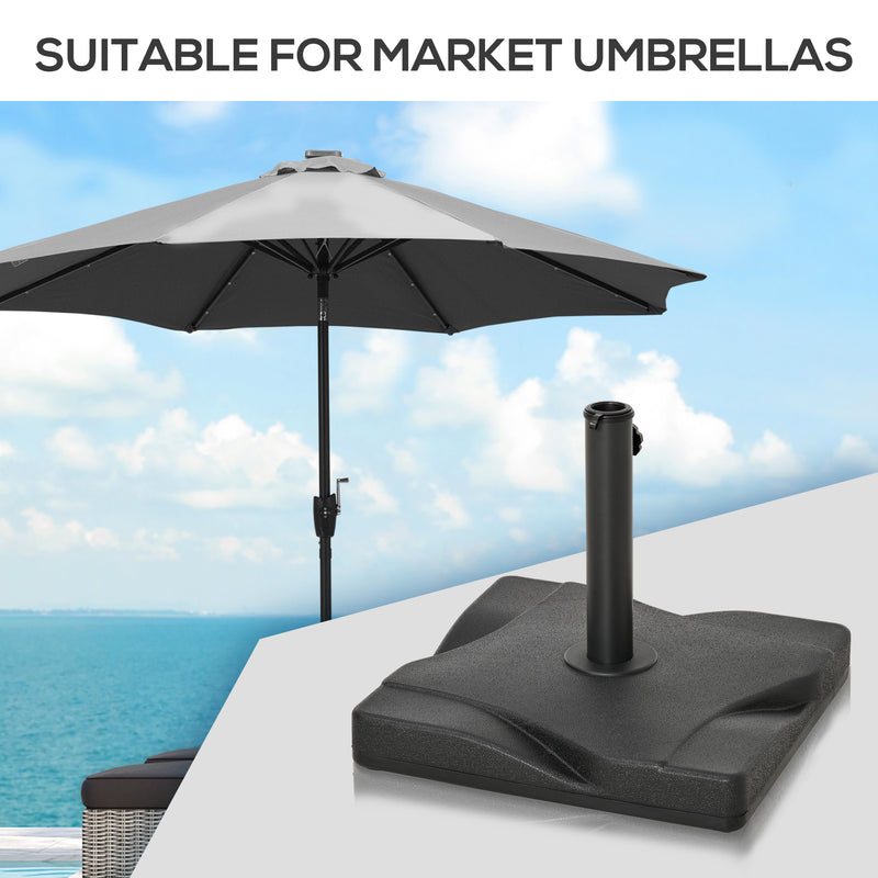 Outsunny 20KG Square Patio Umbrella Base, Fits ?32mm,?38mm,?48mm Pole - Black