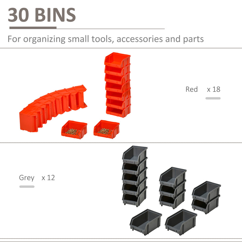 DURHAND 30 Cubbie On-Wall Storage Board Tool Screw Organiser Garage w/ Screw Kit