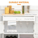 HOMCOM Rolling Kitchen Island Trolley Storage Cart with Rubberwood Top Wine Rack