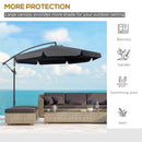 Outsunny 2.7m Garden Cantilever Banana Parasol Sun Shade w/ Crank, Black