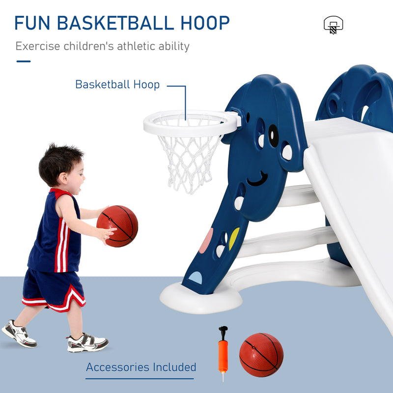 HOMCOM Kids Slide with Basketball Hoop Toddler Climber Freestanding Slider