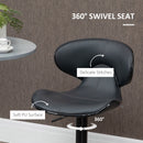 HOMCOM Grey Adjustable Swivel Bar Stools Set of 2, Barstools for Counter Bar