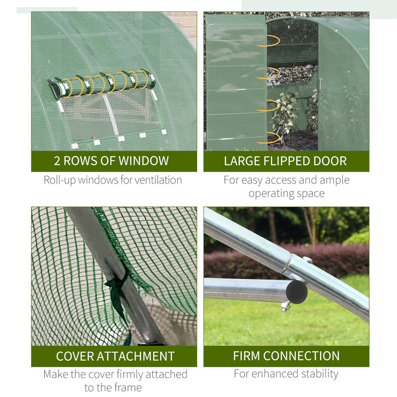Outsunny  4 x 3M Reinforced Walk-in Polytunnel Garden Greenhouse Steel Frame
