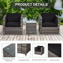 Outsunny 3Pcs Patio 2 Seater Rattan Garden Furniture, Coffee set w/ Cushions