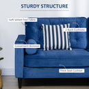 HOMCOM 3-Seater Sofa Velvet Feel Fabric Sofa Couch w/ Cylindrical Pillows, Blue