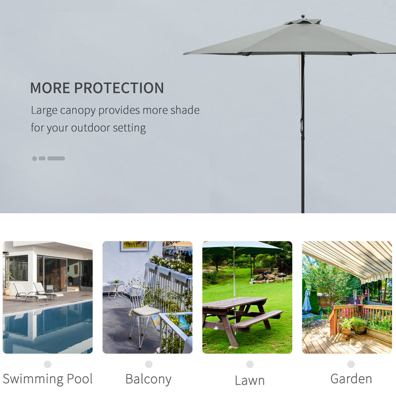 Outsunny 2.8m Patio Umbrella Parasol Outdoor Table Umbrella 6 Ribs Dark Grey