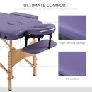 HOMCOM Wooden Folding Spa Beauty Massage Table w/ 2 Sections, Carry Bag, Purple