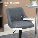 HOMCOM Swivel Bar Stools Set of 2 Adjustable Height Fabric Bar Chairs Grey