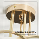 HOMCOM Chandelier Ceiling Light Pendant Light with 5 Globe Lampshades, Gold