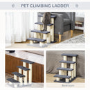 PawHut Dog Steps for Bed 4 Step Pet Stairs ladder for Dog Cat Scratch Post Grey