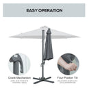 Outsunny 3(m) Cantilever Parasol Patio Umbrella w/ Crank Solar Lights Dark Grey