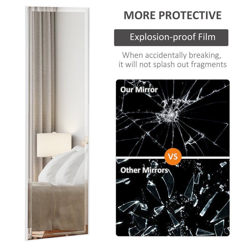HOMCOM Full Length Mirror Dressing Mirror Wall-Mounted for Bedroom White