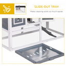 PawHut Rabbit Hutch Wood Bunny Cage For Outdoor Indoor W/ Pull Out Tray Ramp