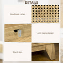 HOMCOM Nightstand, Rattan Bedside Table, Sofa Side Table w/ Drawer and Shelf