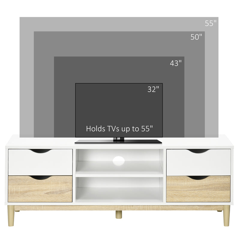 HOMCOM TV Cabinet Stand with 4 Drawers and Storage Shelf for Living Room