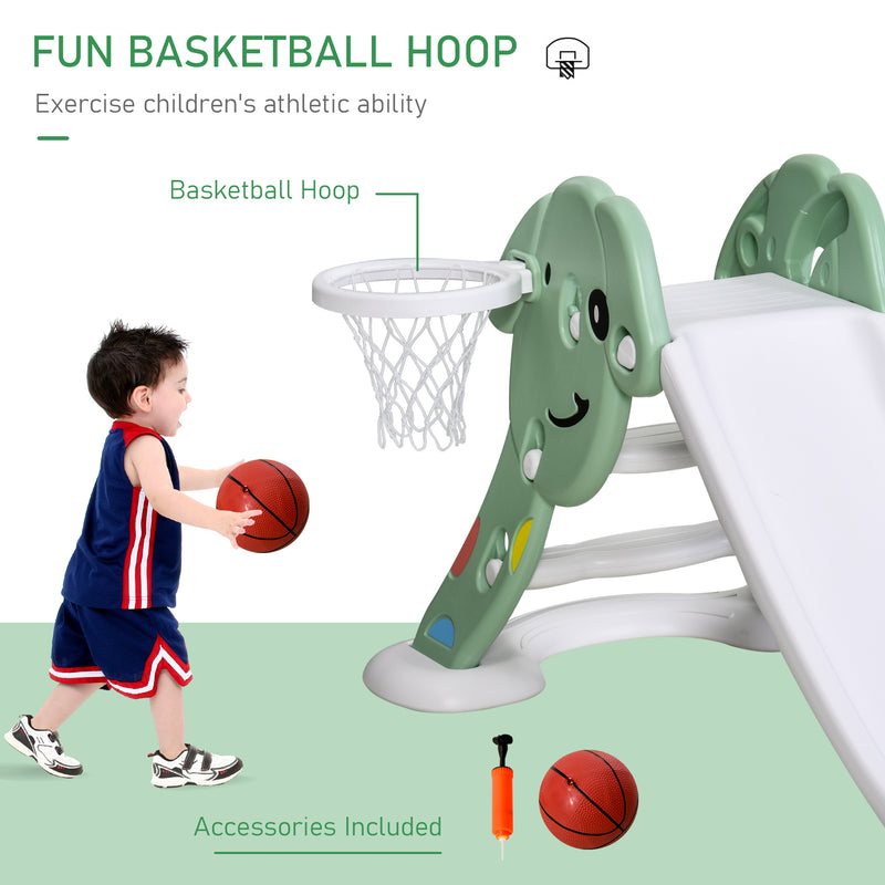 HOMCOM Kids Slide with Basketball Hoop Toddler Climber Freestanding Slider