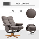 HOMCOM Recliner Chair and Footstool PU Leather Wooden Base Brown