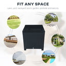 Outsunny Side Table Furniture Tempered Glass Garden Patio Wicker Black