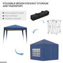 Outsunny 3mx3m Pop Up Gazebo Party Tent Canopy Marquee with Storage Bag Blue