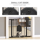 PawHut 75-103 cm Pet Safety Gate Pressure Fit Stair w/ Small Door Double Locking