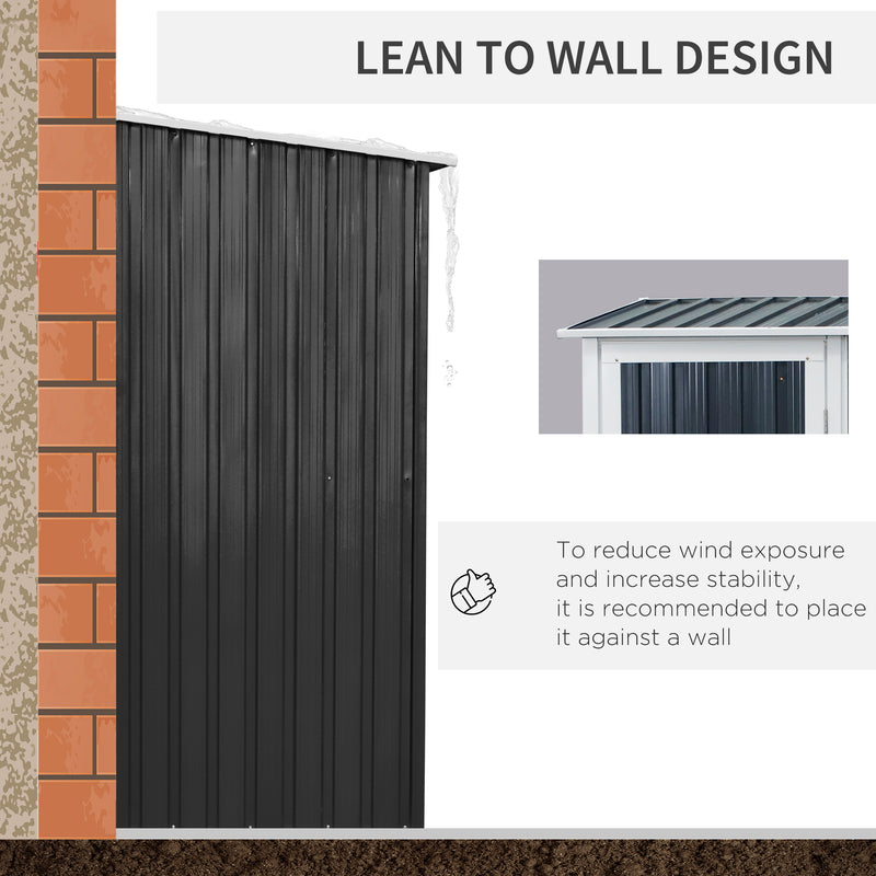 Outsunny Garden Storage Shed with Lockable Door Sloped Roof for Bike Grey
