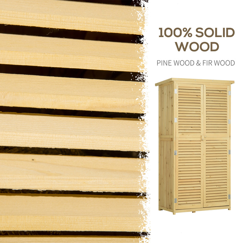 Outsunny 87 x 47 x 160cm Wooden Garden Storage Shed w/ Asphalt Roof, Natural