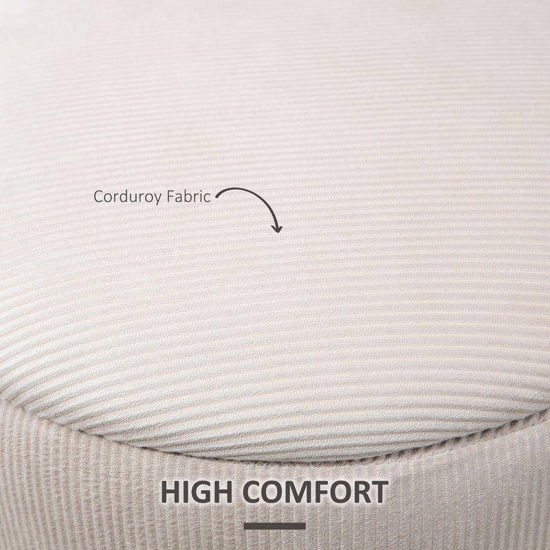 HOMCOM Modern Fabric Storage Ottoman with Removable Lid, Set of 2, White