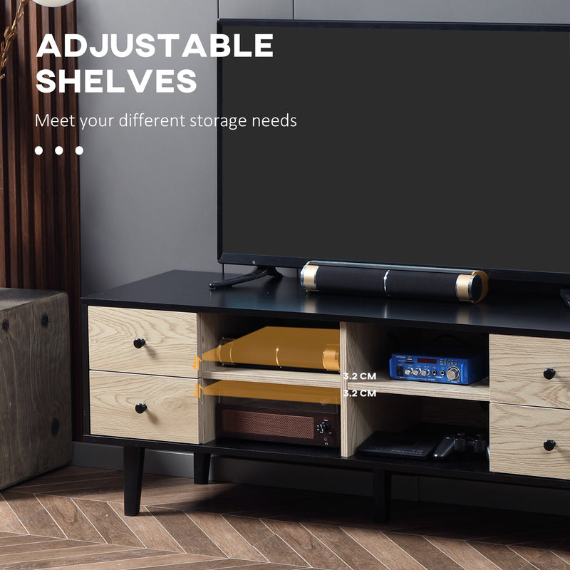 HOMCOM TV Unit Cabinet for TVs up to 60 Inches with Drawers Shelves, Grey