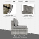 Outsunny Outdoor Garden Furniture Rattan Single Middle Sofa w/ Cushions Grey