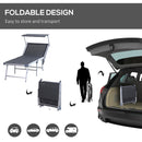 Outsunny Outdoor Lounger Fold 165° Reclining Chair w/ Adjustable Canopy Grey