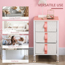 HOMCOM 3 Drawer Chest of Drawers w/ Wooden Top for Kid Room Closet Hallway Pink