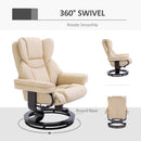 HOMCOM PU Leather Manual Reclining Armchair Footstool Set Padded Seat Cream