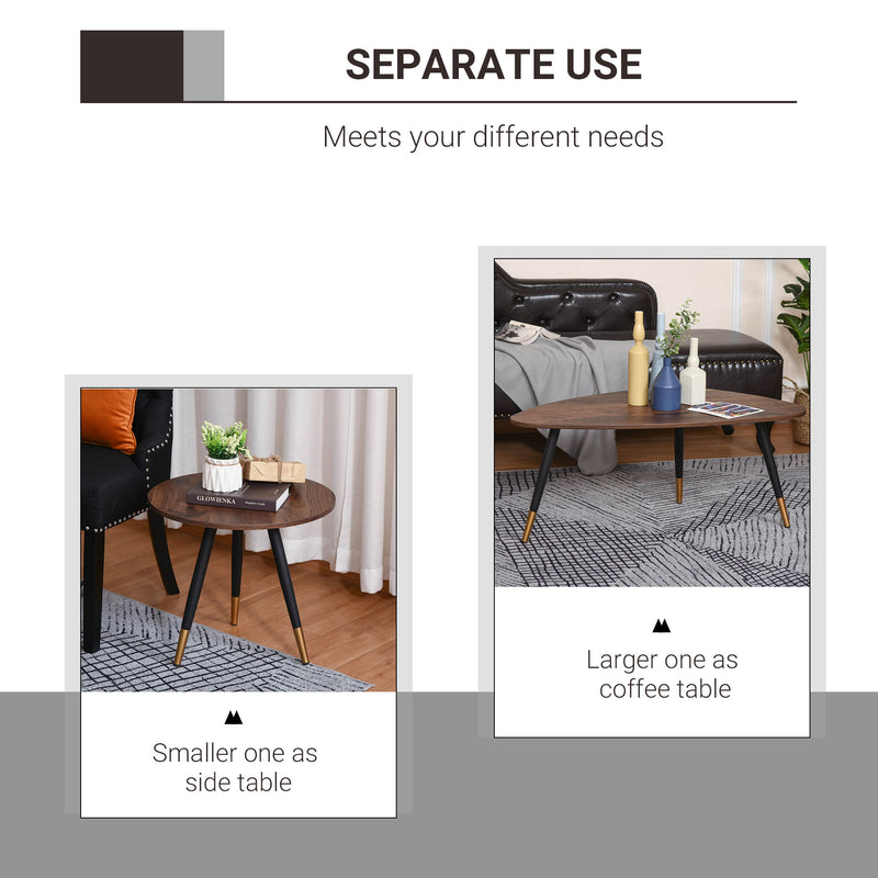 HOMCOM Coffee Table Set of 2 Nesting End Side Tables Living Room Home Office