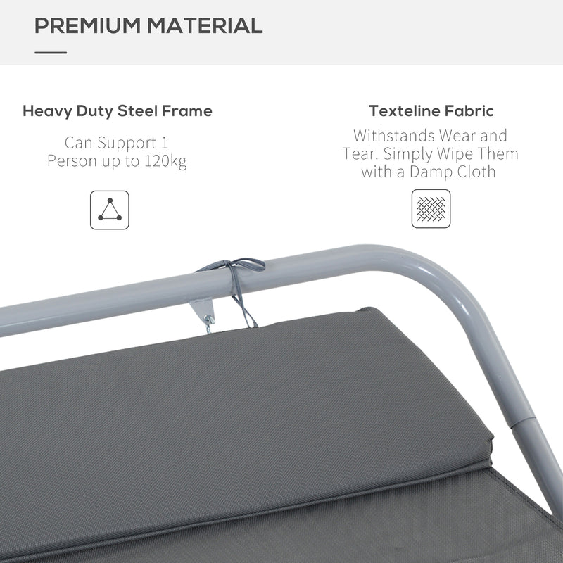 Outsunny Single Texteline Outdoor Hammock Bed Patio Sun LoungerRocker Grey