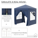 Outsunny 2mx2m Blue Pop Up Gazebo Party Tent Canopy Marquee with Storage Bag
