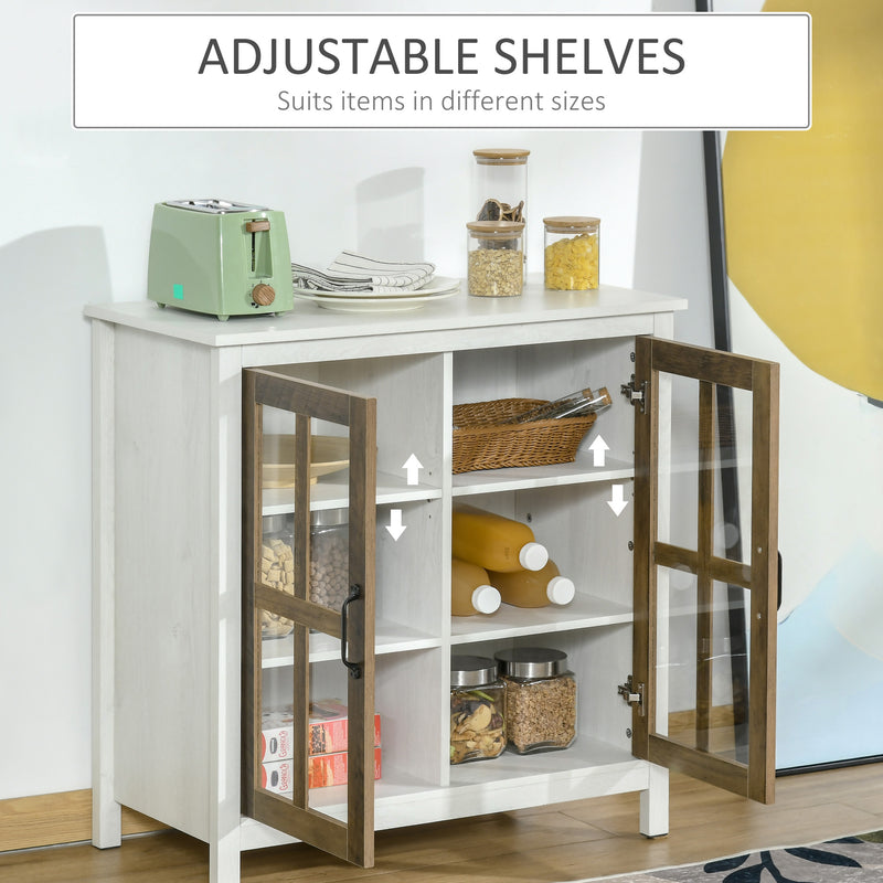 HOMCOM Kitchen Sideboard, Glass Door Storage Cabinet for Dining Room White