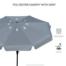 Outsunny 2.7m Patio Umbrella Garden Parasol with Crank, Ruffles, 8 Ribs, Grey