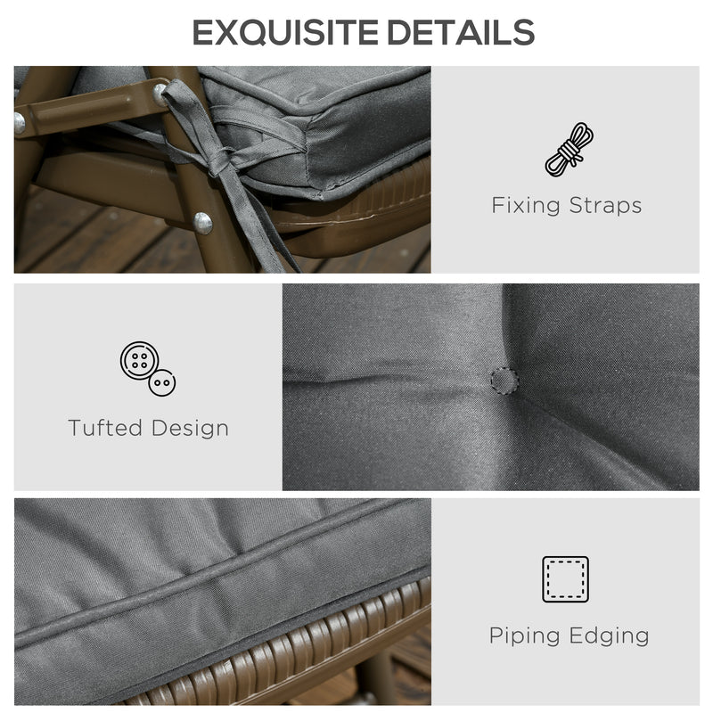 Outsunny 42 x 42cm Replacement Garden Seat Cushion Pad with Ties, Grey