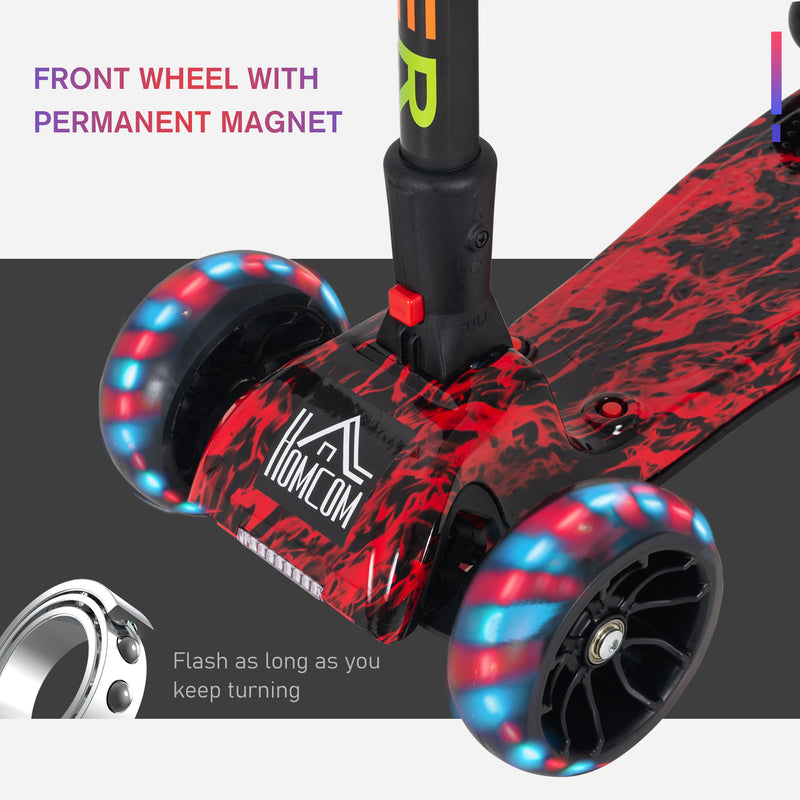 HOMCOM Child Wheel E-Scooter Light Music Water Spray Rechargeable 3-6 Yrs Red