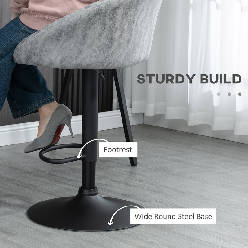 HOMCOM Modern Swivel Bar Stools Set of 2 with Adjustable Height, Light Grey