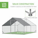 PawHut Walk In Chicken Run Large Galvanized Chicken Coop w/ Cover 3 x 4 x 2m