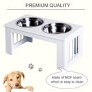 PawHut Raised Dog Bowls Pet Feeder Elevated Double Stainless Steel Water White