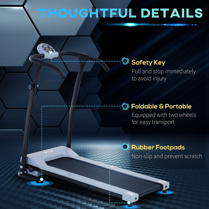 HOMCOM Foldable Walking Treadmill, Aerobic Exercise Machine w/ LED Display