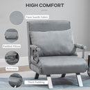 HOMCOM Sofa Bed Foldable Portable Armchair Sleeper Lounge with Pillow Light Grey