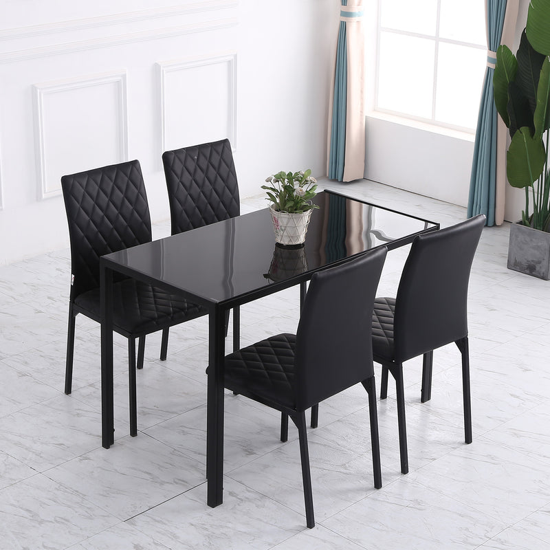 HOMCOM Dining Chairs Faux Leather Accent Chairs for Kitchen, Set of 4, Black