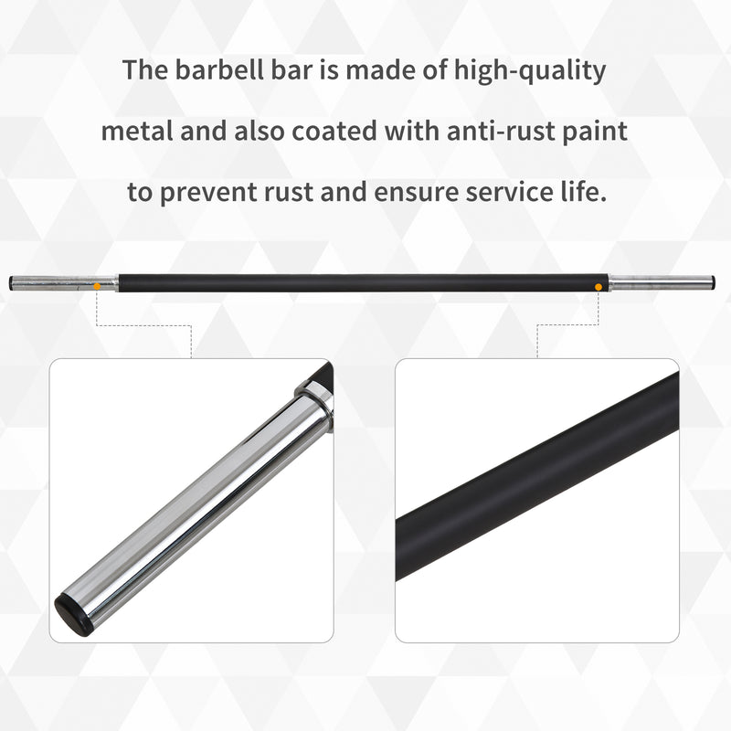 HOMCOM Adjustable 20kg Barbell Set Fitness Exercise for Indoor Home Gym Black